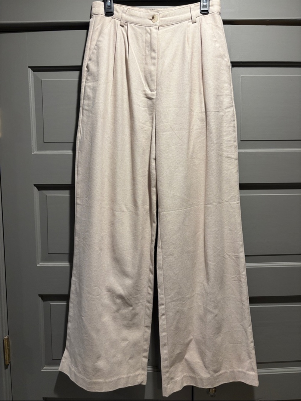 WeWoreWhat Wide-Leg Cream Trousers